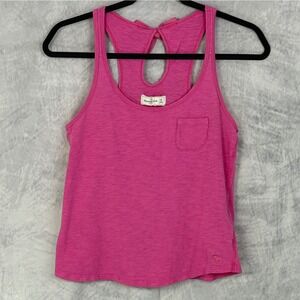 vtg y2k Abercrombie & Fitch Pink Tank Top Bow sz M Moose Logo Preppy Coquette